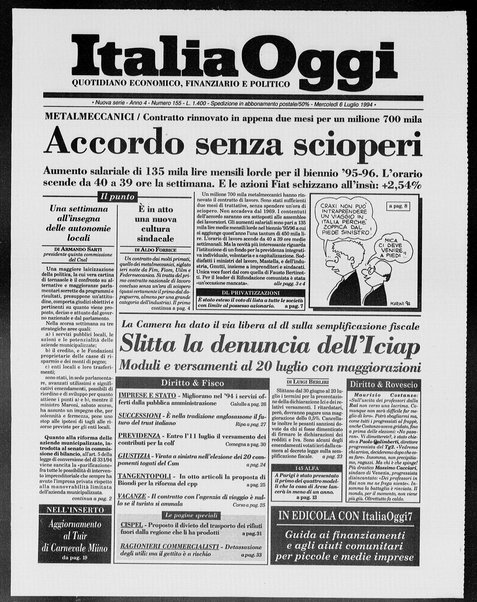 Italia oggi : quotidiano di economia finanza e politica